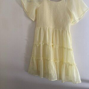 Yellow Art Class Girls Recycled Polyester Smocked Ruffle Dress L (10/12). NWT